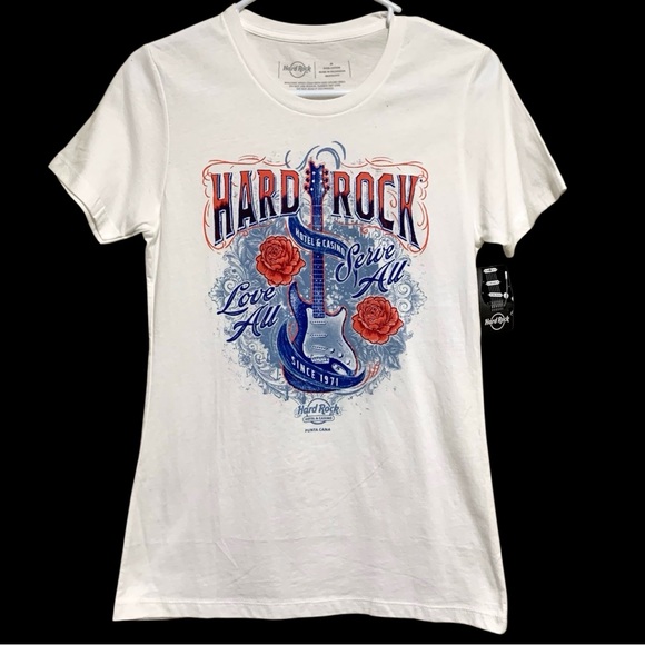 Hard Rock Cafe Tops - Hard Rock Punta Cana White Graphic T-Shirt Size Medium NWT Cotton Resortwear